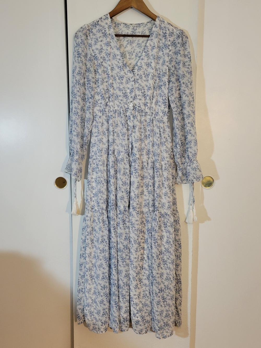 Light Blue Floral Maxi Dress Bottton Down Front